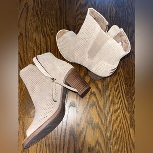TOMS Suede Perforated Open Toe Bootie Size 7